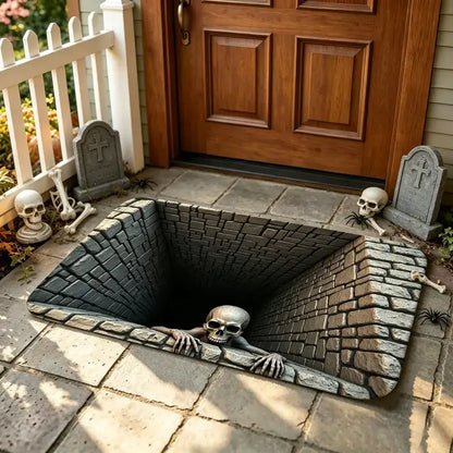 💀3D Halloween Optical Illusion Door Mat – Spooky Non-Slip Entryway Rug