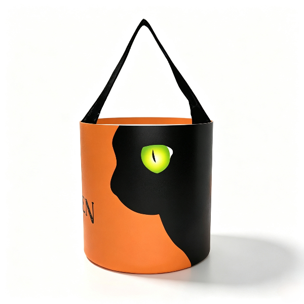 Black Cat Halloween Candy Bucket
