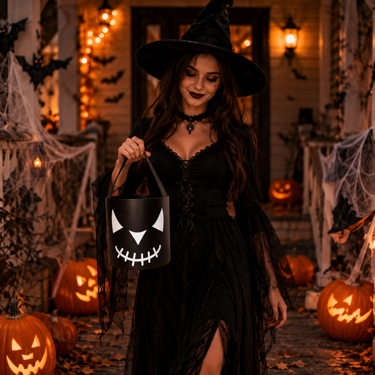 Black Demon Halloween Candy Bucket