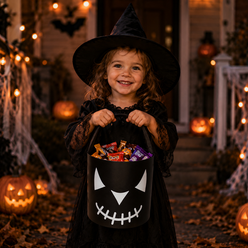 Black Demon Halloween Candy Bucket