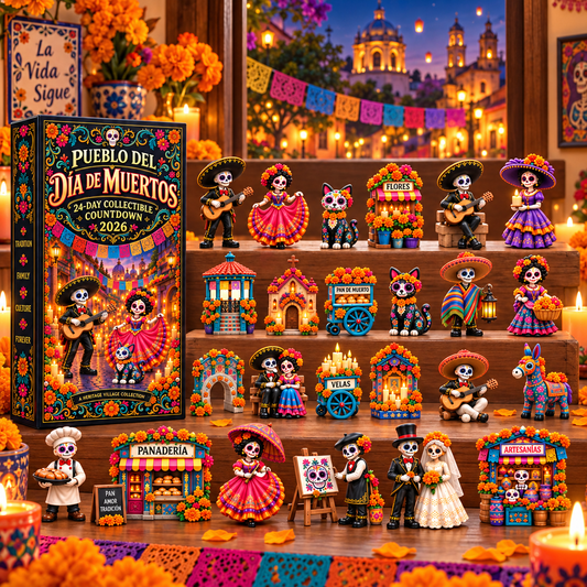 🎁Pueblo del Día de Muertos 2026 – 24-Day Countdown Calendar with 24 Acrylic Collectibles